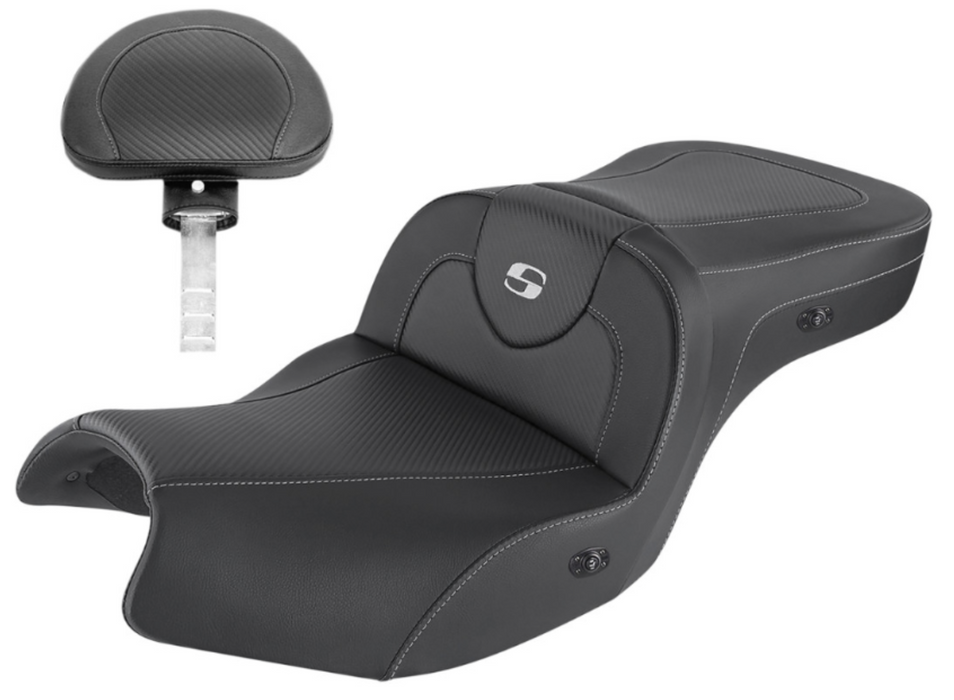 SADDLEMEN 0810-2186 I20-06-185BRHCT Roadsofa™ Carbon Fiber Seat - Heated - Includes Backrest - Black - Indian