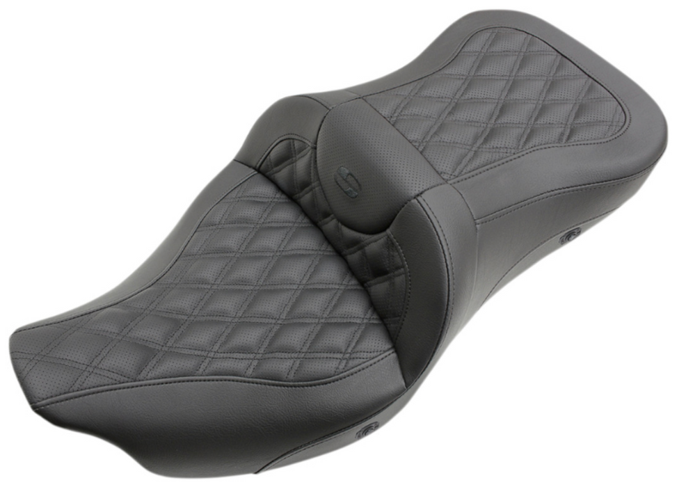 SADDLEMEN 0801-1208 808-07B-182THC Roadsofa™ Trike Seat - Heated - Full Lattice Stitch - without Backrest - Black - '09-'23 FLHTCUTG