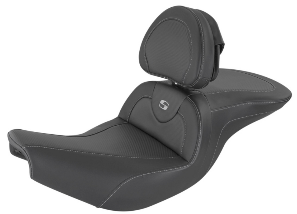 SADDLEMEN 0810-2244 I14-07-185BRHCT Heated Roadsofa Seat - Carbon Fiber - Includes Backrest - Black - Indian