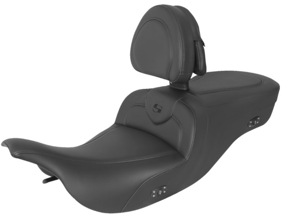 SADDLEMEN 0801-1421 897-07-187BRHCT Heated RoadSofa Seat - With Backrest - Black W/Black Stitching