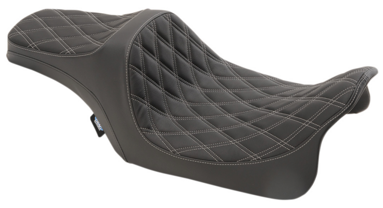 DRAG SPECIALTIES 0801-1115 Predator III Seat - Double Diamond - Silver Stitched - FL '08+