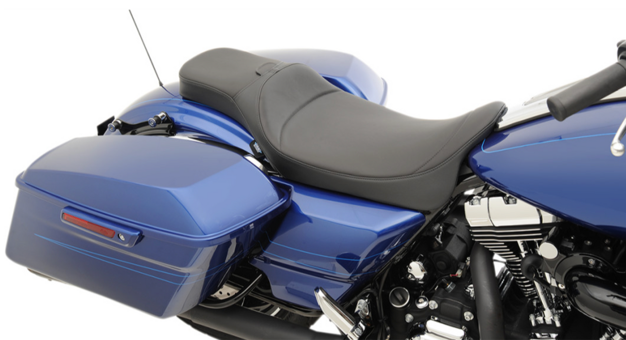 DRAG SPECIALTIES 0801-1005 Extended Reach 2-Up Predator Seat - Mild Stitched - Driver's Backrest - FL '08-'22