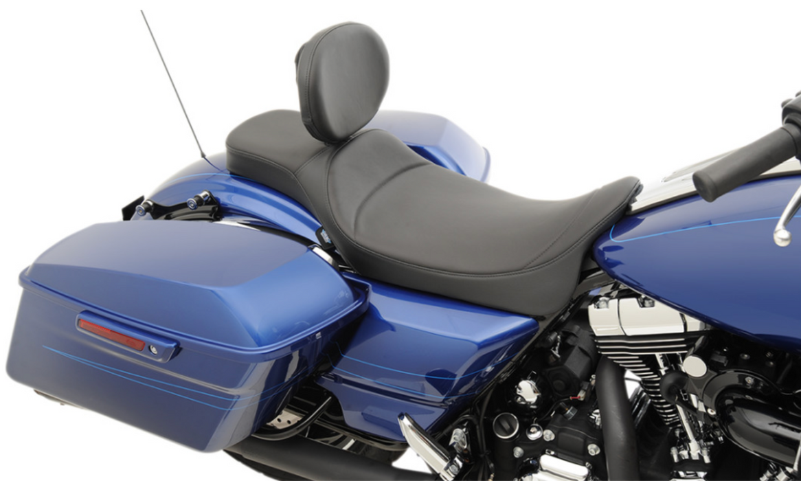 (OPEN BOX) DRAG SPECIALTIES 0801-1005 Extended Reach 2-Up Predator Seat - Mild Stitched - Driver's Backrest - FL '08-'22