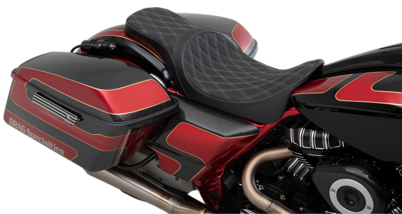 DRAG SPECIALTIES 0801-1271 Predator 2-Up Seat - Double Diamond - Silver Stitching - FL '08-'22