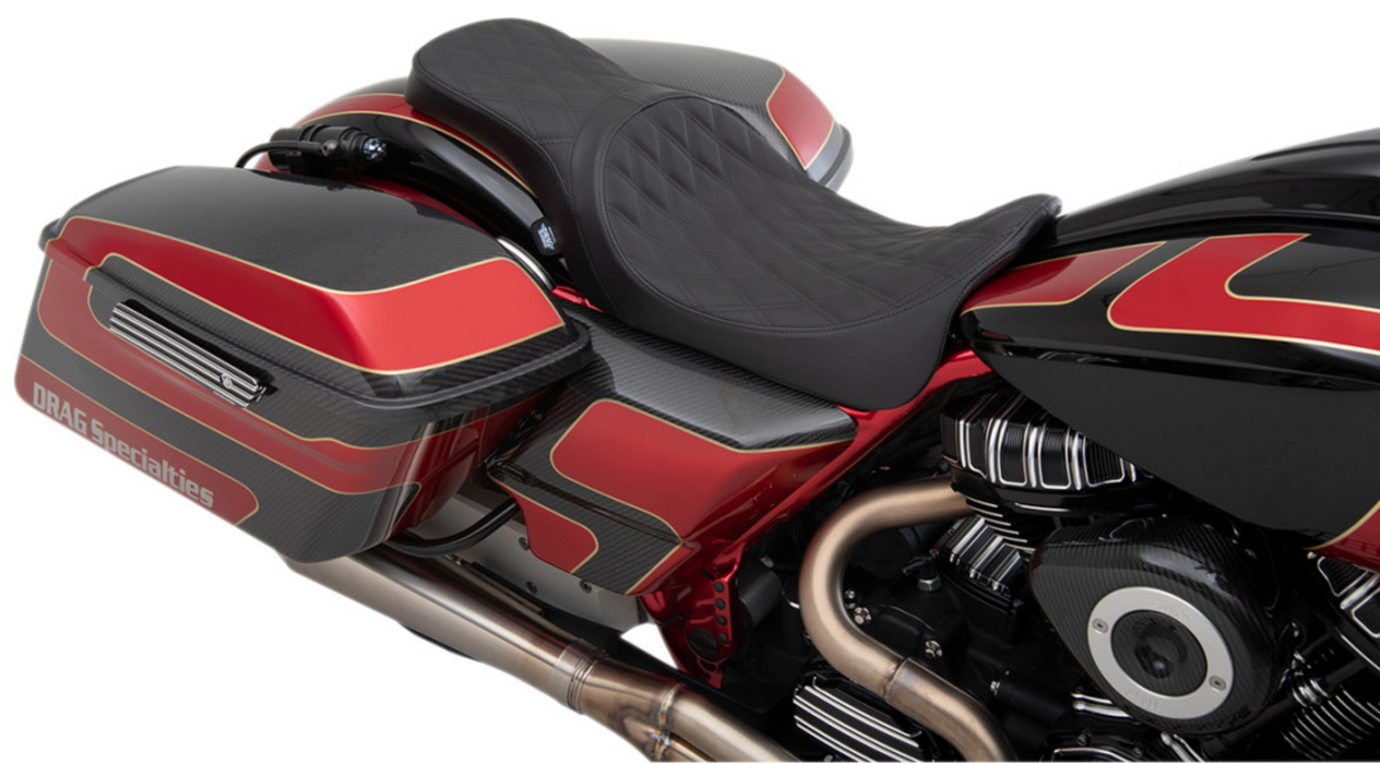 DRAG SPECIALTIES 0801-1270 Predator 2-Up Seat - Double Diamond - Black Stitching - FL '08-'22