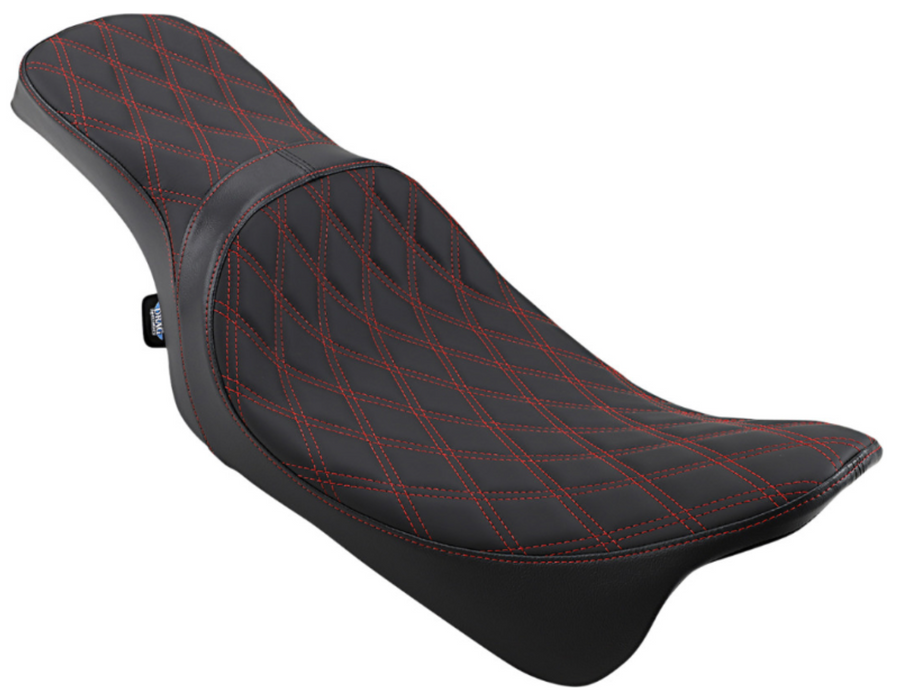 DRAG SPECIALTIES 0801-1272 Predator 2-Up Seat - Double Diamond - Red Stitching - FL '08-'22