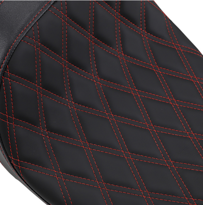 DRAG SPECIALTIES 0801-1272 Predator 2-Up Seat - Double Diamond - Red Stitching - FL '08-'22