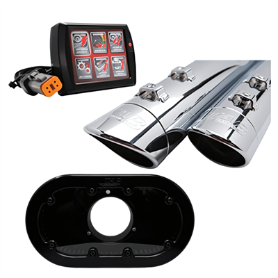 Tab Performance M8 Touring Stage 1 Kit for Harley-Davidson Touring - 4" Black B.A.M. Sticks, PV2B Tuner, Chrome Zombie Breath Intake, Chrome Straight Tips, 2.5" Louvered Baffles STG1-121-2295-PV2B-ZB-CHR-C2-2.5