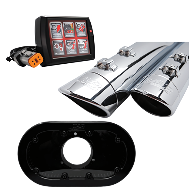 Tab Performance M8 Touring Stage 1 Kit for Harley-Davidson Touring - 4.5" Black B.A.M. Sticks, PV2B Tuner, Black Zombie Breath Intake, Chrome Slash Tips, No Baffles STG1-121-2297-PV2B-ZB-BLK-C-NB
