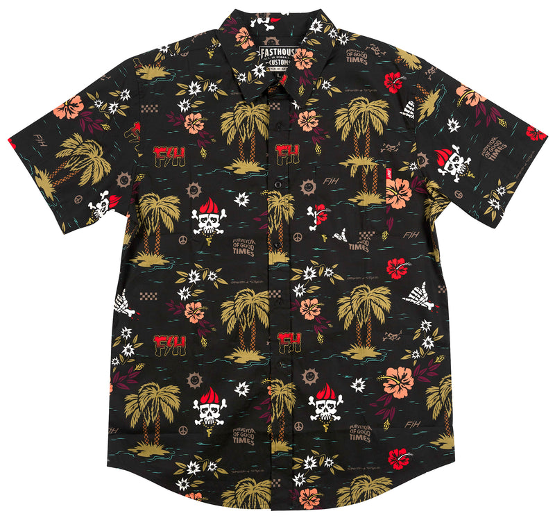 Fasthouse Youth Tribe SS Button-up Shirt 3602-4205-57 1613-0024 - Black - YXL