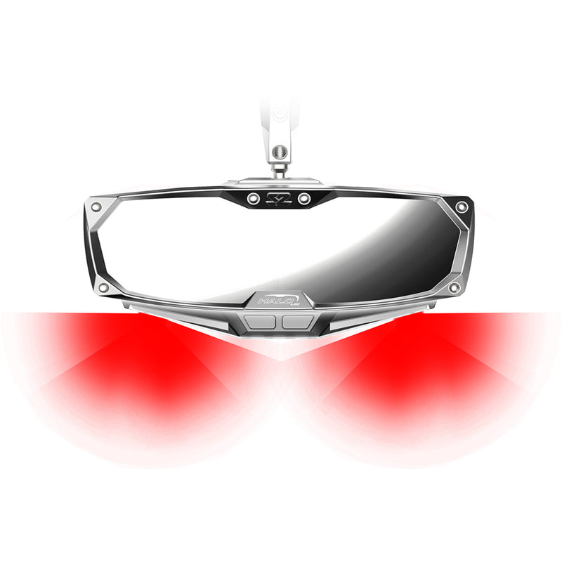 SEIZMIK 0640-1407 56-18019 Halo-RA LED Rearview Mirror with Map and RGB Lighting Mirror - Halo R - Rear View w/LED Cabin Light - Rectangle - Silver w/Silver Bezel - 1.75" ROPS