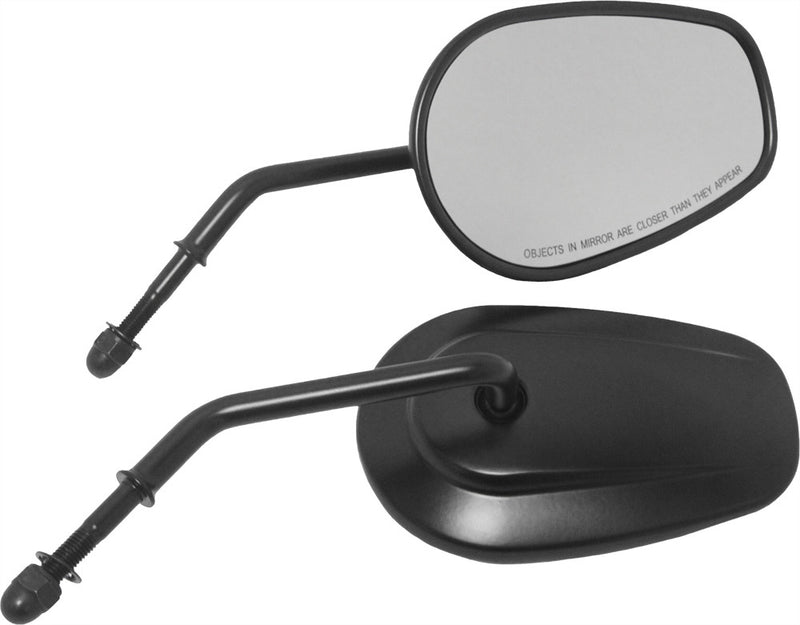 Harddrive Mirror OE Style Tapered Short Stem Black - 18-501BK For Harley Motorcycles 1970-2018