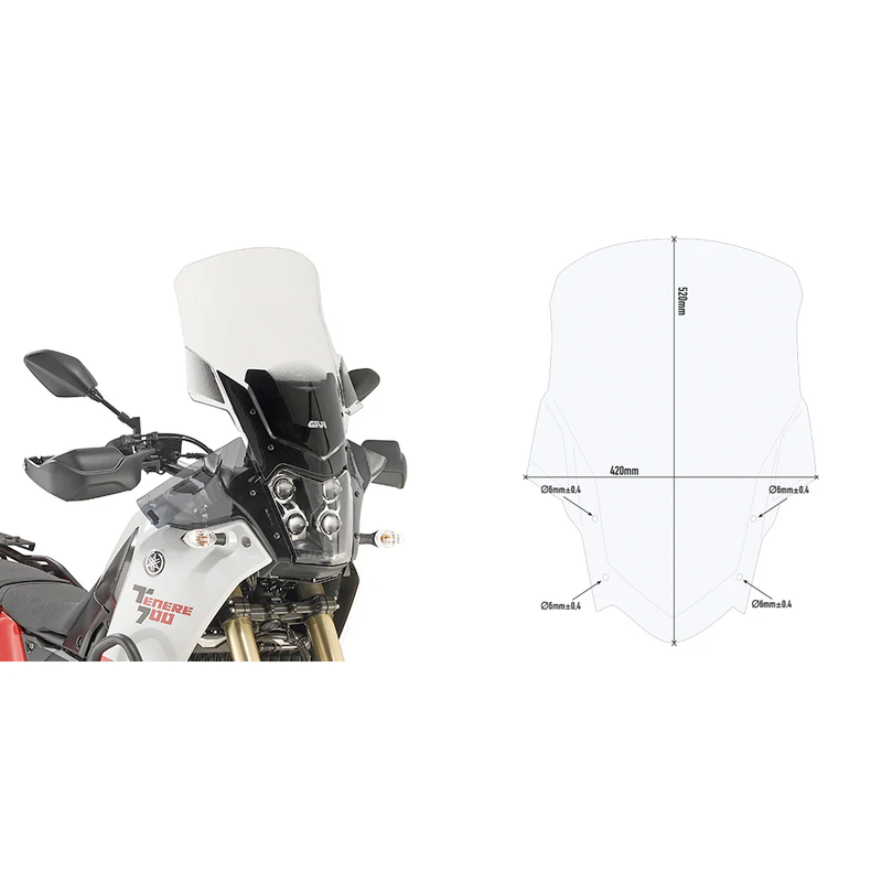 Givi Windshield Specific Clear - D2145ST Yamaha 1200 Super Tenere / Tenere 700 2020-2024