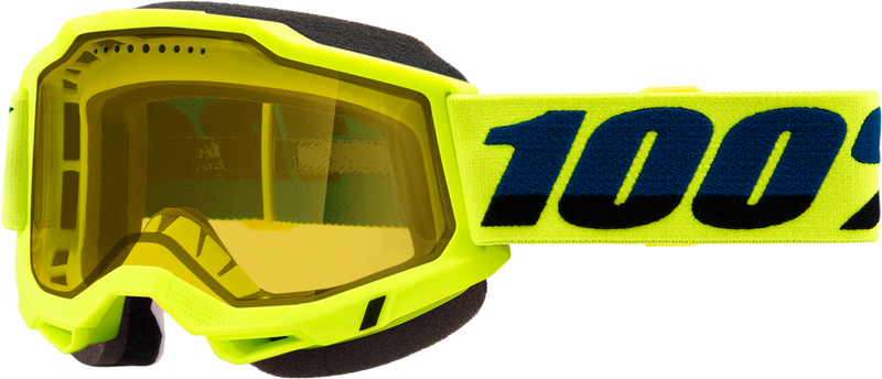 100% 610-5429 50021-10010 ACCURI 2 SNOWMOBILE GOGGLE NEON YELLOW W/ YELLOW LENS