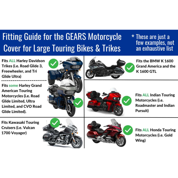 GEARS CANADA 4001-0101 100188-3 Premium Motorcycle Cover Motorcycle Cover - Touring/Trike with Luggage