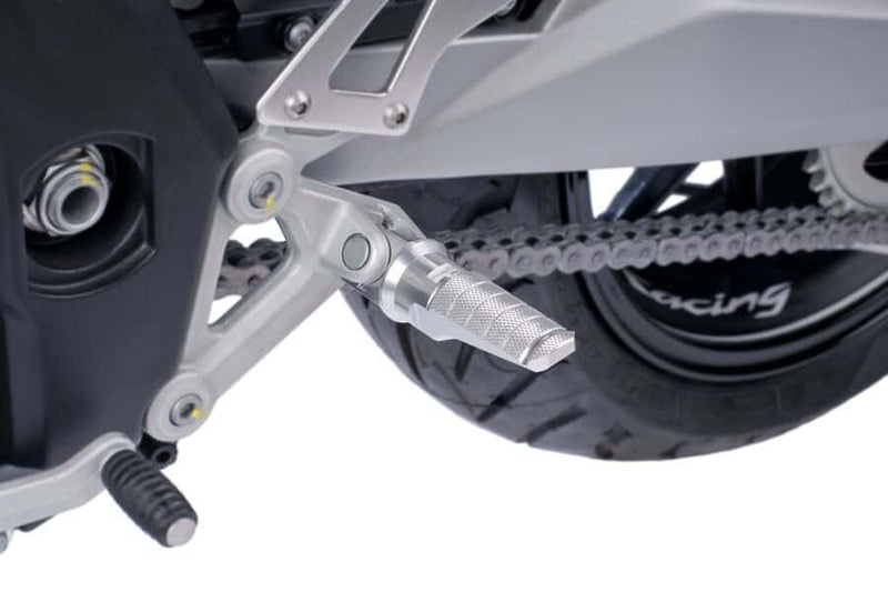 Puig Hi-Tech Parts Footpegs Racing Silver - 6301P For Harley Sportster Iron 883 2009-2020 | Ducati Motorcycles 2008-2020