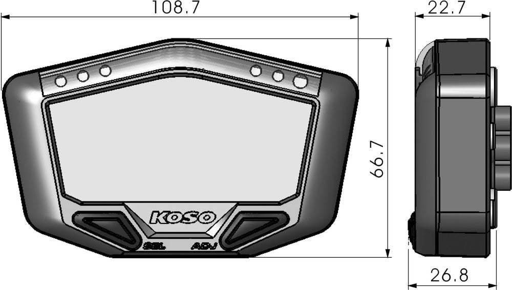 Koso North America 27-5757 BA029001 X-2 BOOST GAUGE W/ AIR/FUEL RATIO AND TEMPERATURE