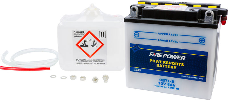 Fire Power Battery W Acid 12V Heavy Duty - CB7L-B Kawasaki Commander / 650 / W1SS 1966-1969