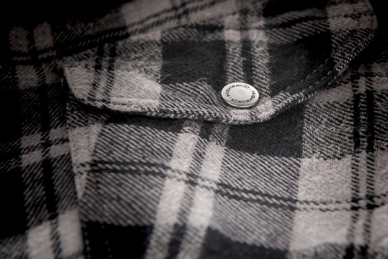 Pattern detail on the grey and black Marksman Flannel