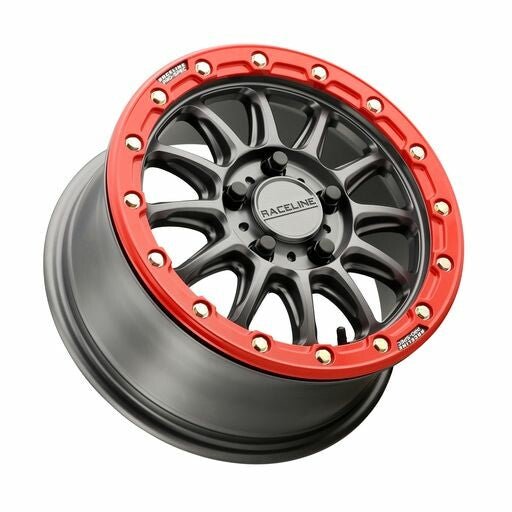 Raceline Wheels Alpha Bdlk 15X10 5/4.5 (+25MM) Gunmetal RED - A14GR-51012+25 Polaris RZR / Ranger / Xpedition 2022-2024