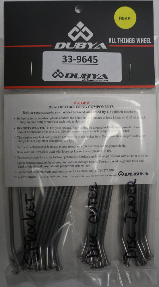 Bulldog Rear Spoke Kit 12" - 33-9645 For Husqvarna TC 65 2017-2024 | KTM SX 65 2012-2024