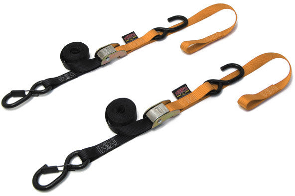 Powertye TIE-Down CAM SEC Hook Soft-TYE 1"X6' Black Orange Pair - 23629-S
