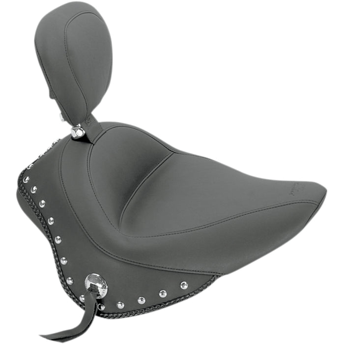 MUSTANG 0802-0761 79740 Wide Solo Seat with Removable Backrest - Black - Studded W/Concho