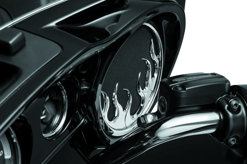 Kuryakyn 7374 Flame Speaker Grills For 14-Up Touring Models Chrome - User 1