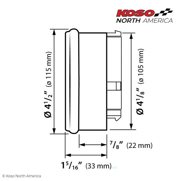Koso North America 28-61005 BA072100 KOSO HD-05 4.5" GAUGE CHROME BEZEL, PRE CANBUS