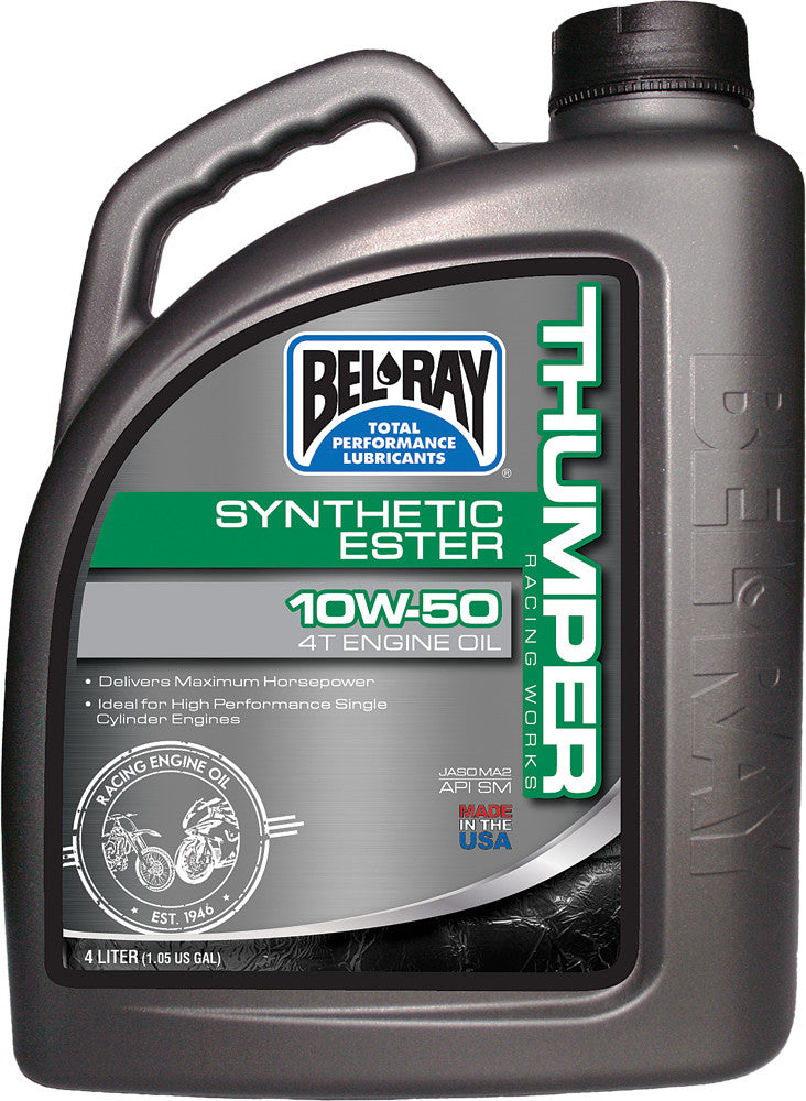 Bel-ray 840-1542 99550-B4LW THUMPER SYN ESTER ENGINE OIL 4T 10W50 4L