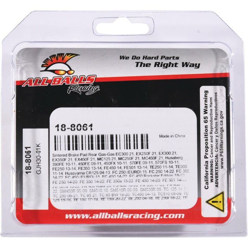 All Balls Brake PAD Kit Sintered - 18-8061 For Sherco Dirt Bikes 2014-2021 | Husaberg Dirt Bikes 2009-2014