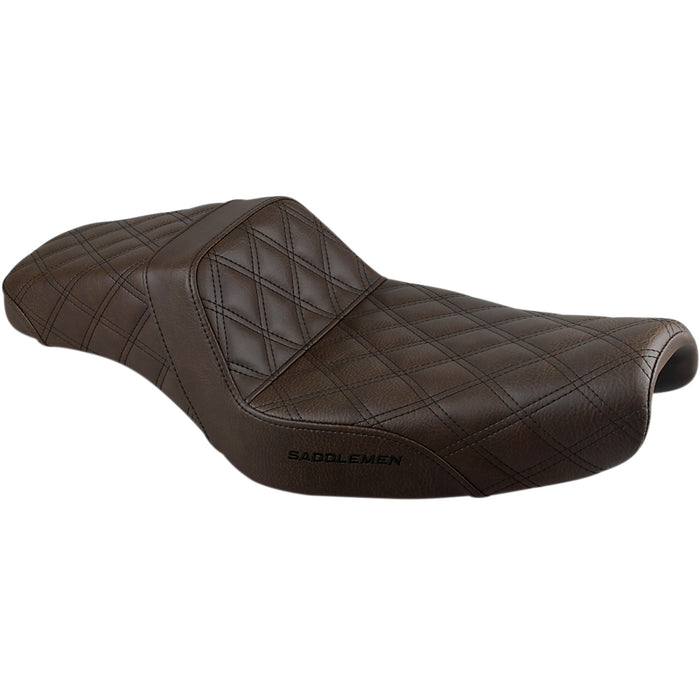 SADDLEMEN 0804-0722 807-11-175BR Step-Up Seat — Full Lattice Stitch - Brown - XL