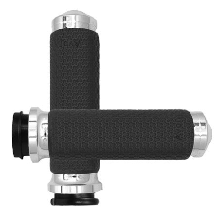 Avon FLY BY Wire Throttle Memory Foam Grip Chrome - MF-63A-CH-FLY For Harley Motorcycles 2008-2019
