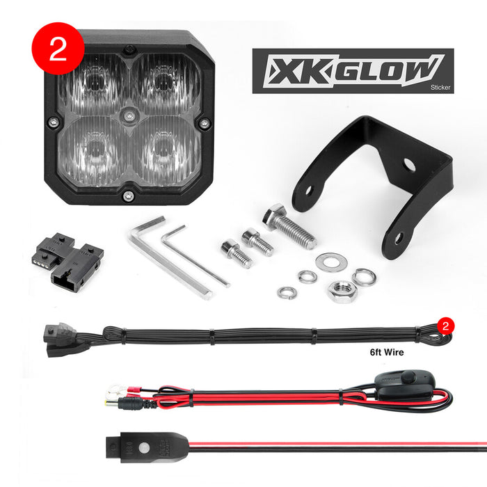 Xk Glow 653-0074 XK065001-D-KIT 20W RGB POD LIGHTS DRIVING BEAM PR
