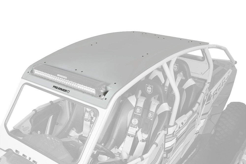 Pro Armor Asylum Roof W Light Bar Pocket Sparkle Silver Metallic - P144R121SSM Polaris RZR 2015-2022