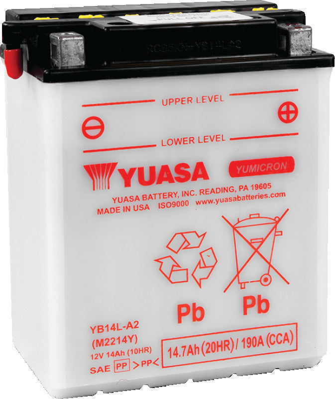 Yuasa Battery YUAM2214YIND Yuasa YB14L-A2 Yumicron CX 12-Volt Battery - Photo - Primary