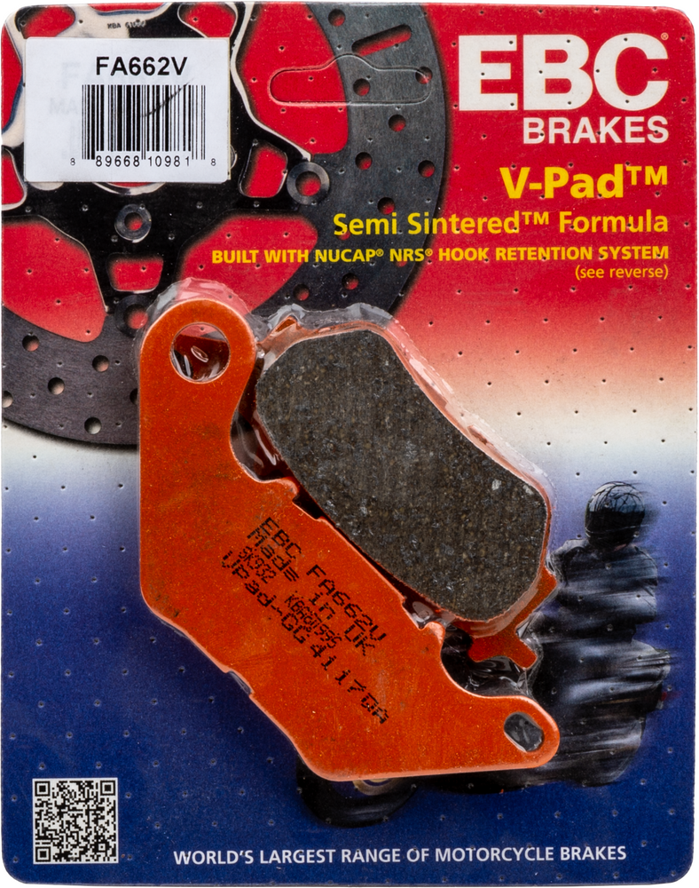 Ebc 15-662V FA662V BRAKE PADS FA662V SEMI-SINTERED V SERIES