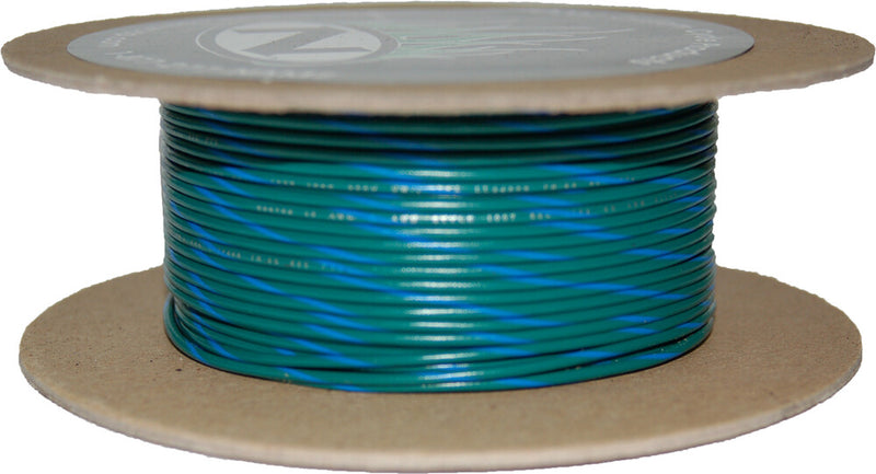 Namz Custom Cycle 850-08947 NWR-56-100 #18-GAUGE GREEN/BLUE STRIPE 100' SPOOL OF PRIMARY WIRE