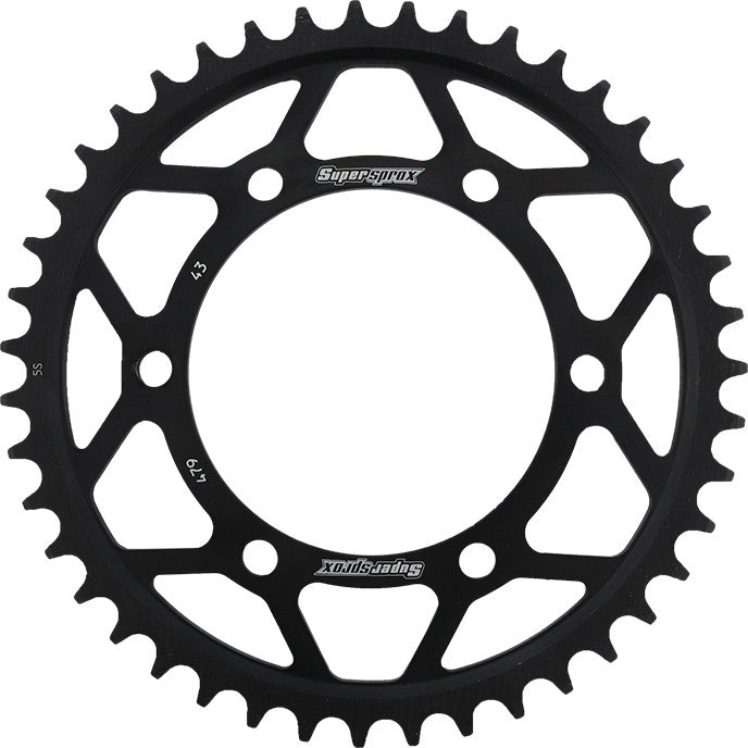 Supersprox Rear Sprocket Steel 43T-530 Black - RFE-479-43-BLK For Kawasaki Ninja 600R / 600R Ninja 1985-1997 | Husqvarna TC 65 2018-2021