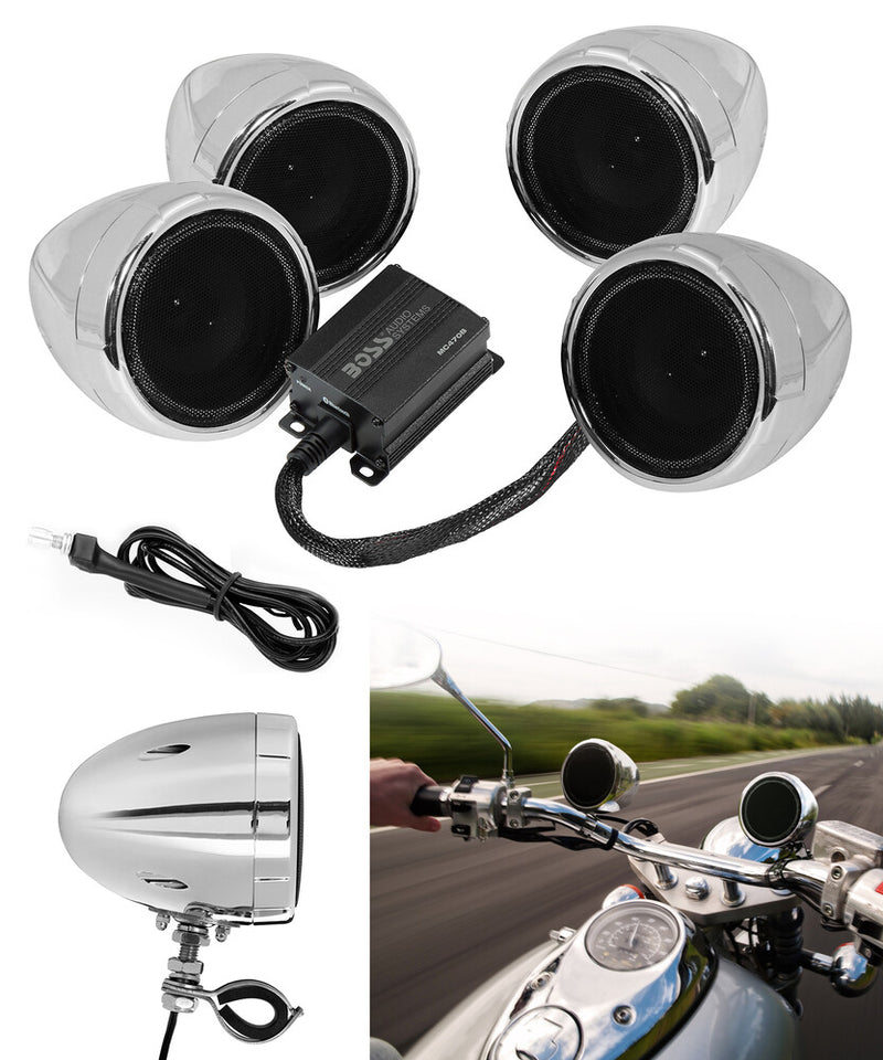 Boss Audio 63-8026 MC470B MC470 SPEAKER SYSTEM 1000W CHROME 4-SPKR BT