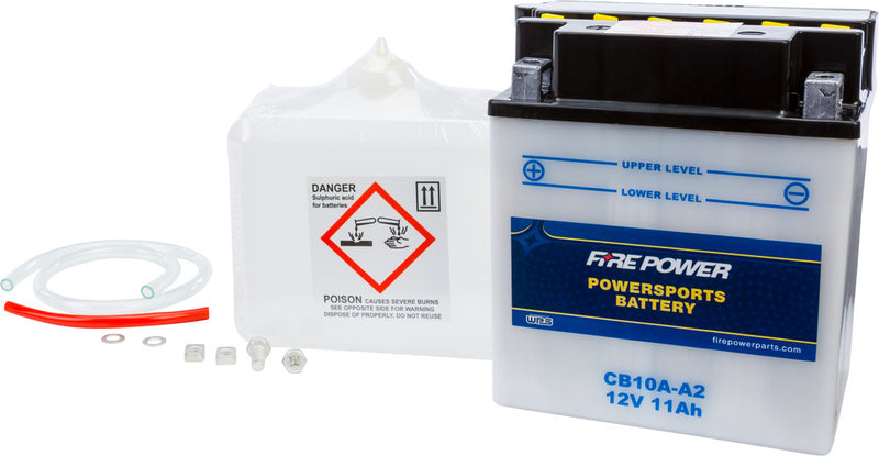 Fire Power Battery W Acid 12V Heavy Duty - CB10A-A2 Suzuki 230GE QuadRunner 4x2 / 230 QuadRunner / 230E QuadRunner 4x2 1985-1987
