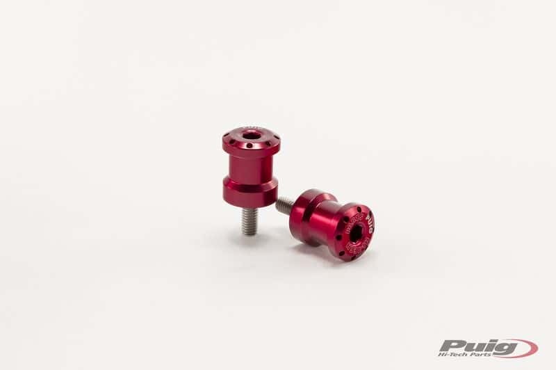 Puig Hi-Tech Parts Swingarm Spools HI-Tech 6MM RED 2/PK - 5922R For Yamaha Motorcycles 1987-2021 | Aprilia Motorcycles 1998-2021