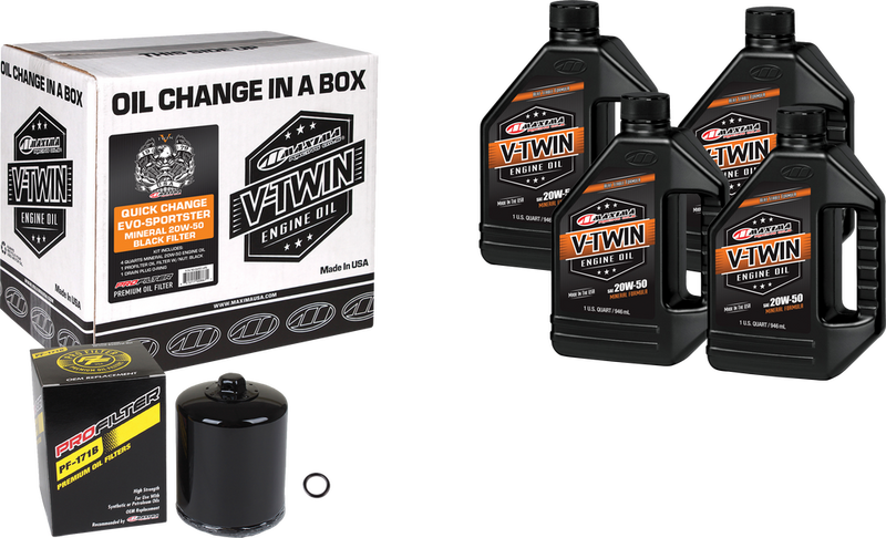 Maxima Racing Oil V-Twin Quick Change Kit EVO Mineral Black Filer - 90-069014PB