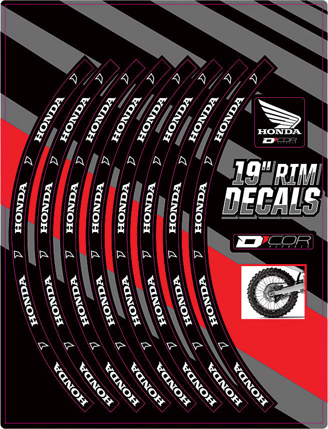 D-Cor RIM Decals 19" Honda Logo Rear - 40-80-119 Honda Dirt Bikes 1997-2017