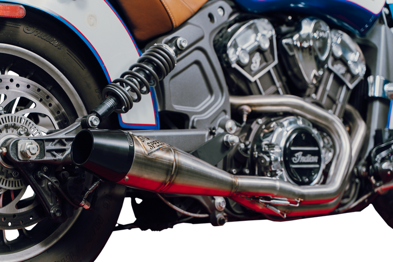 Sawicki Indian Scout MID Length Brushed SS W Black END CAP For Indian Scout 2015-2022