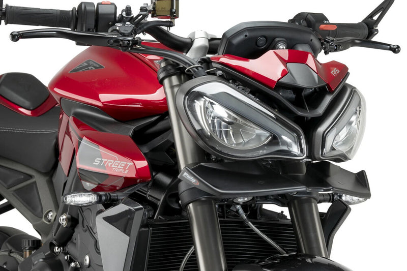 Puig Hi-Tech Parts Downforce Front Spoiler Matte Black TRI - 21594J Triumph Speed Triple 1200 / Street Triple 765 2021-2025