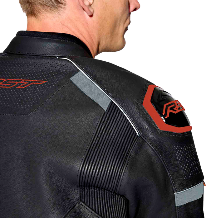Rst 556-3605442 103605RED-42 S1 D3O LEATHER JACKET BLK/GRY/RED MD