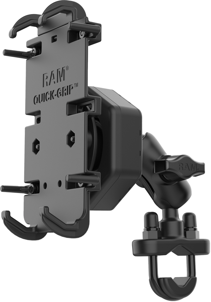 Ram Mounts 71-7073 RAM-B-149Z-A-PD4-462 QUICK-GRIP XL PHONE MOUNT VIBE-SAFE & U-BOLT BASE SHORT