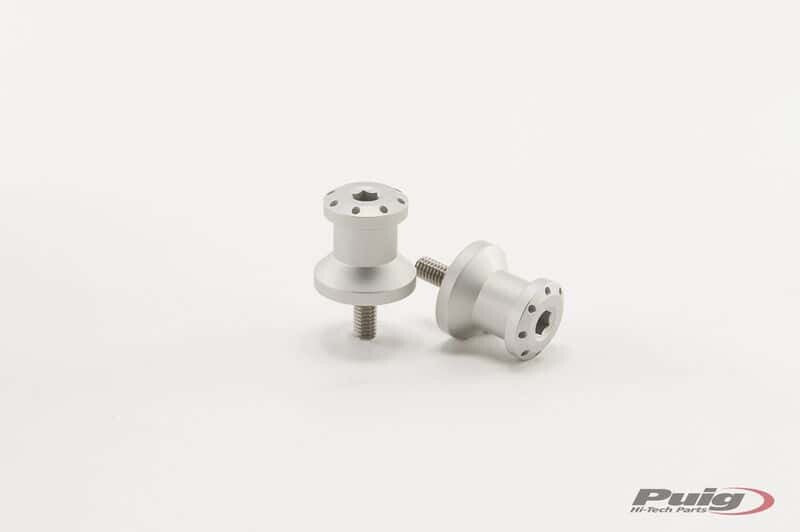 Puig Hi-Tech Parts Swingarm Spools HI-Tech 6MM Silver 2/PK - 5922P For Yamaha Motorcycles 1987-2021 | Aprilia Motorcycles 1998-2021