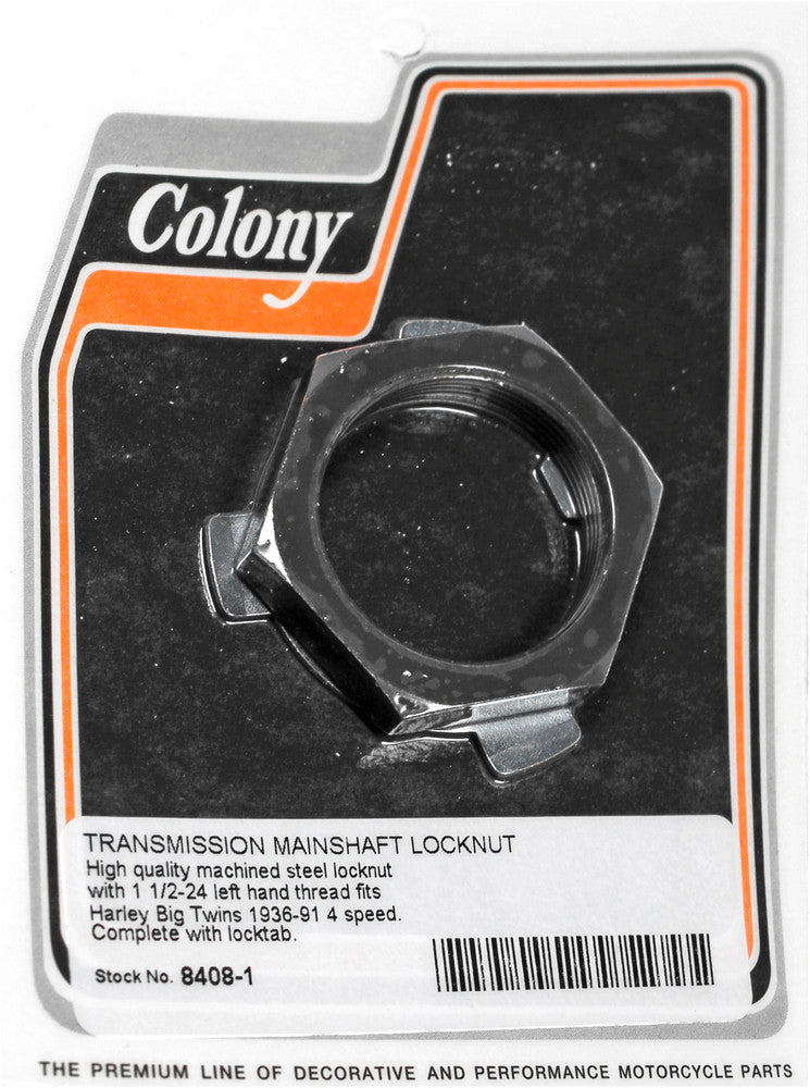 Colony Machine 830-1185 8408-1 TRANS MAINSHAFT LOCKNUT BIG TWIN 36-91